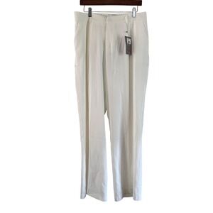 FUNYYZO White Wide Leg Dress Pants Elastic Waist Career Casual XL